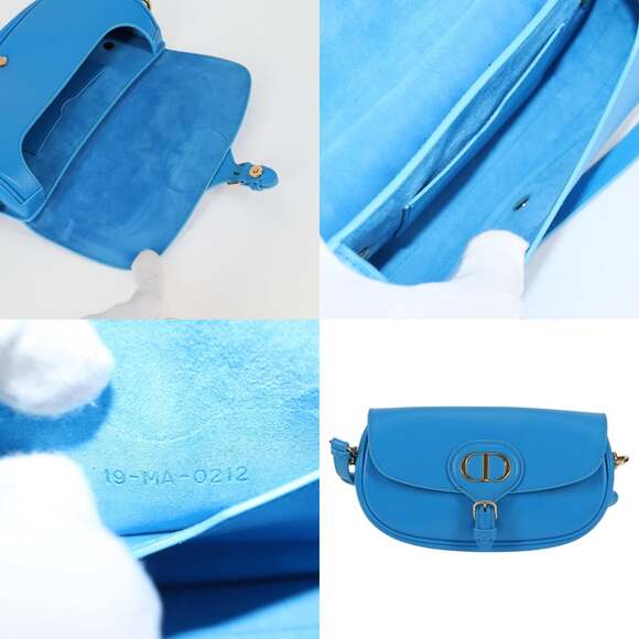 DIOR Bobby East West Shoulder Bag Leather Blue Gold - Picture 10 of 13